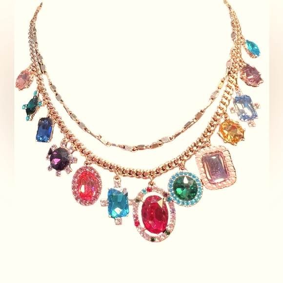 House of Harlow 1960 NWT Stunning Multi-Jeweled Gold-tone Statement Necklace - Picture 3 of 10